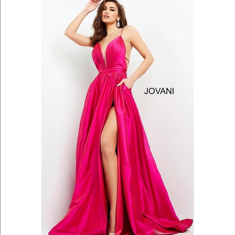 Jovani 06540 Plunging Sweetheart Pleated Dress With Slit
